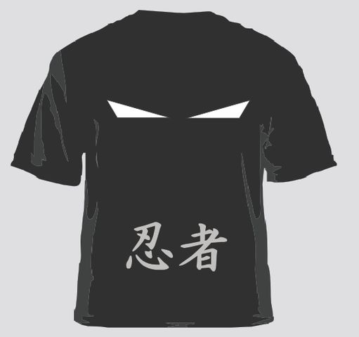Ojos de kokeshi ninja. $180.00 Playera con ojos luminicentes y letras en kanji (ninja) reflejantes, en cualquier color y tallas de hombre, Mujer y niño