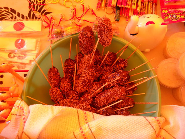 Plátanos con chocolate de manjyu no Eki