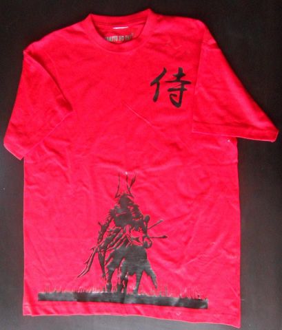 Playera Samurai Roja $180.00. En cualquier color y tallas de hombre, Mujer y niño